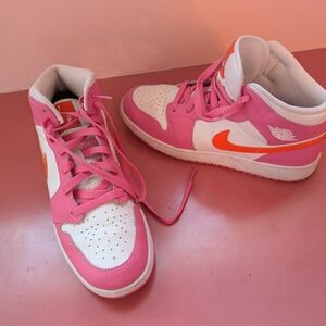 Nike Air Jordan 1 Mid "Pinksicle/Safety Orange" sneakers